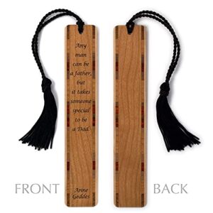 Father Quote by Anne Geddes - Engraved Wooden Bookmark with Tassel - Made in USA - Also Available Personalized