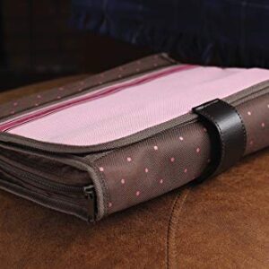 Proverbs 3:5 Tri-fold Bible Cover for Women, Bible Study Organizer, Velcro Closure, Nylon, Pink/Brown, Large