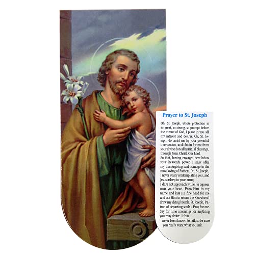 Foldable St Joseph The Protector Magnetic Bookmark for Men with Prayer on The Back, Religious Gifts for Catholic Fathers, 3 Inches