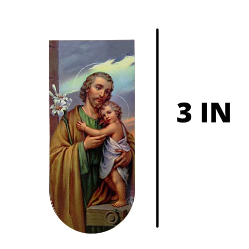 Foldable St Joseph The Protector Magnetic Bookmark for Men with Prayer on The Back, Religious Gifts for Catholic Fathers, 3 Inches