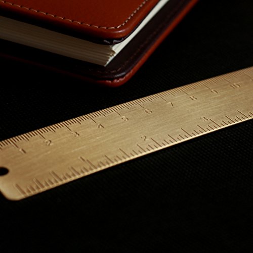 Juland 2PCS Gold Brass Ruler Handy Straight Ruler Vintage Metal Copper Bookmark Cm Inch Dual Scale Engraved 4.72" / 12cm