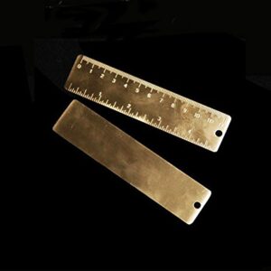 Juland 2PCS Gold Brass Ruler Handy Straight Ruler Vintage Metal Copper Bookmark Cm Inch Dual Scale Engraved 4.72" / 12cm