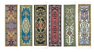 oriental carpet woven fabric bookmark – 6 bookmark design collection – set #2 beautiful, elegant, cloth bookmarks! best gifts & stocking stuffers for men,women,teachers & librarians!