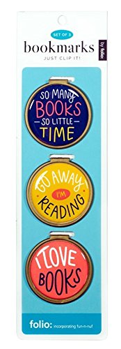 Just Clip it! Quote Bookmarks - (Set of 3 clip over the page markers). Funny Bookmark Set - Ideal for Bookworms of all ages. Adults Men Women Teens & Kids love our fun Domed Designs!