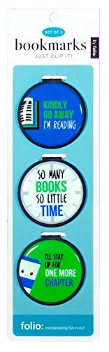 Just Clip it! Quote Bookmarks - (Set of 3 clip over the page markers). Funny Bookmark Set - Ideal for Bookworms of all ages. Adults Men Women Teens & Kids love our fun Domed Designs!