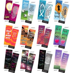 children’s and youth scripture bookmarks, variety pack of 60 | popular memory verses | 12 designs, 5 of each | great gift to build faith and share the gospel | for youth and children | assortment 1