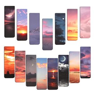 mwoot 30pcs sunset and cloud magnetic bookmarks, magnet page markers kit for reading lovers, sky magnetic page clips marcapaginas magnetico for kids students school reading supplies (15 styles, 6x2cm)