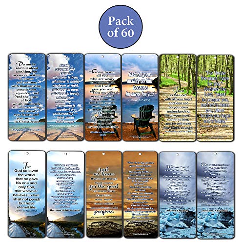 Most Highlighted Bible Scriptures Bookmarks Cards (60-Pack)- NIV Version - Christian Encouragement Gifts - Church Supplies - Stocking Stuffers for Easter Day Thanksgiving Christmas Birthday Everyday