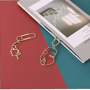 2Pcs Cute Metal Office School Face Paper Clips Bookmark Fine Student Memo Clips Set Stationery Supplies