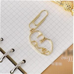 2Pcs Cute Metal Office School Face Paper Clips Bookmark Fine Student Memo Clips Set Stationery Supplies