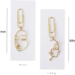 2Pcs Cute Metal Office School Face Paper Clips Bookmark Fine Student Memo Clips Set Stationery Supplies