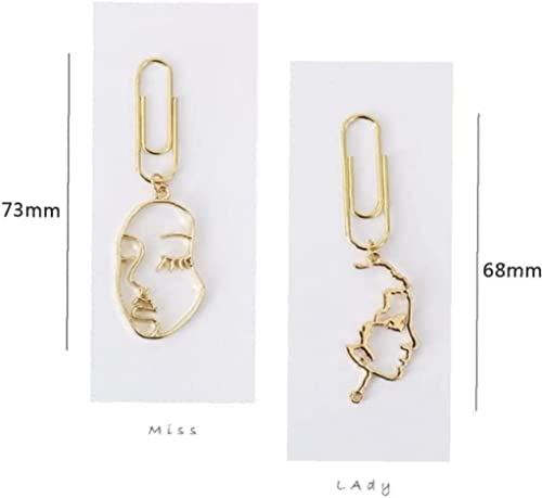 2Pcs Cute Metal Office School Face Paper Clips Bookmark Fine Student Memo Clips Set Stationery Supplies