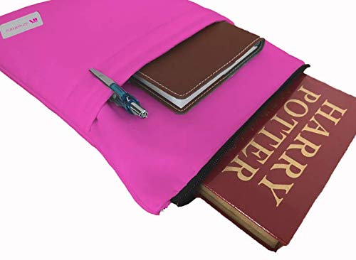 Fuscia Pink Book Sleeve - Luxurious Thai Silk - Book Cover for Hardcover and Paperback - Book Lover Gift - Notebooks and Pens Not Included