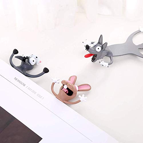 Cute Bookmark 3D Cartoon Book Marker 2Pcs Set - Frog + Wolf Animal PVC Material Funny Bookmark Student Gifts (Frog + Wolf)