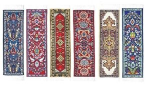 oriental carpet woven fabric bookmark – 6 bookmark design collection – beautiful, elegant, cloth bookmarks! best gifts & stocking stuffers for men,women,teachers & librarians!
