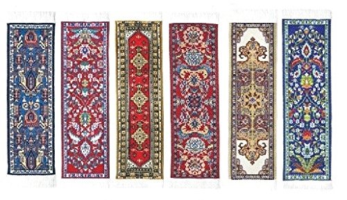 Oriental Carpet Woven Fabric Bookmark - 6 Bookmark Design Collection - Beautiful, Elegant, Cloth Bookmarks! Best Gifts & Stocking Stuffers for Men,Women,Teachers & Librarians!