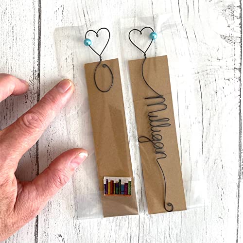 Personalized Aluminum Wire Name Bookmark with Heart and Bead Custom Book Marker Clip Gift for Book Lovers