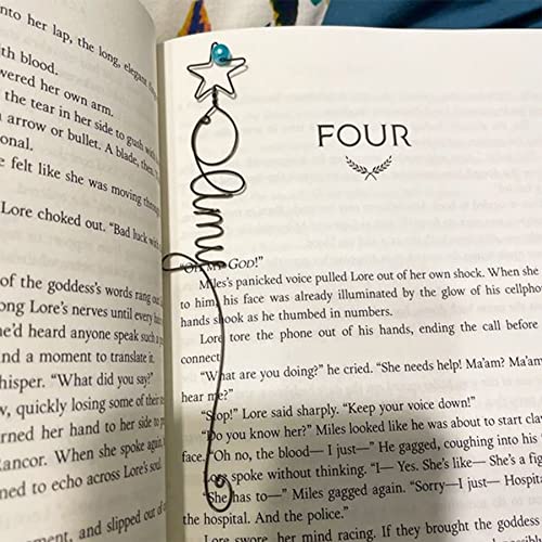 Personalized Aluminum Wire Name Bookmark with Heart and Bead Custom Book Marker Clip Gift for Book Lovers