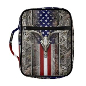 ledback bible covers for mens boys american flag skull camo deer print bible case bible accessories with handle and zippered pocket bible tote bag for kids