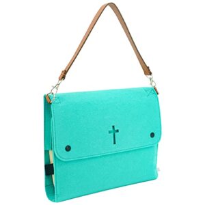 HIFELTY Bible Bag, Unique Bible Cover Bag Organizer Christian Carrying Case, Felt Church Tote Bag for Women and Men, The Best Christian Gift for Women and Men (Green)