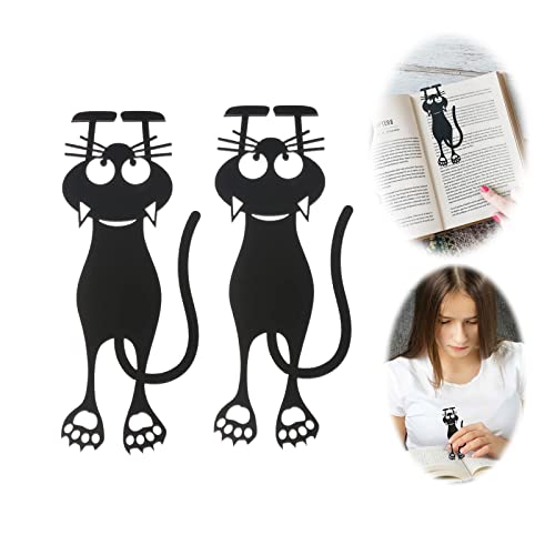 Curious Cat Bookmark for Cat Lovers - Locate Reading Progress with Cute Cat Paws Cute Cat Bookmarks 3D PVC Cat Book Markers Cartoon Animal Book Marks for School Office Home Supplies (2pcs)