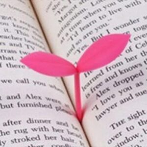 Sprout Little Green Bookmarks Mini Green Sprout Bookmarks Silicone Grass Buds Bookmarks Creative Gifts for Bookworm Book Lovers(Pink)