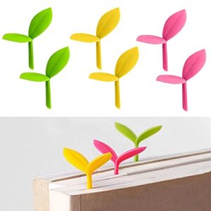 Sprout Little Green Bookmarks Mini Green Sprout Bookmarks Silicone Grass Buds Bookmarks Creative Gifts for Bookworm Book Lovers(Pink)