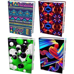 easy apply, reusable book covers 4 pk. best 8×10 textbook jackets for back to school. stretchable to fit most medium hardcover books. perfect fun, washable designs for girls, boys, kids and teens