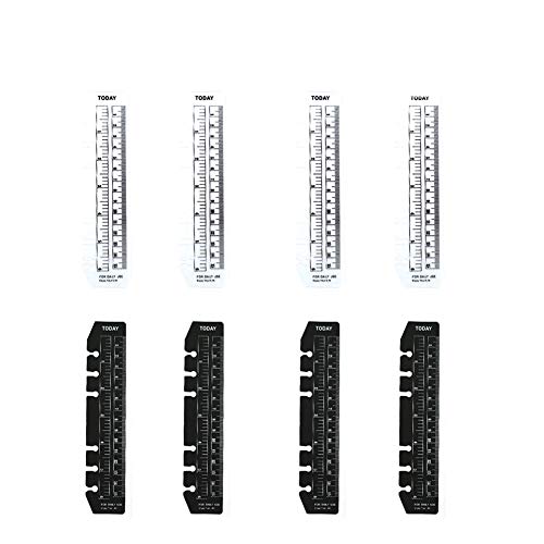 Eilova Black/Clear Plastic Measuring Today Ruler Quick Page Finder Page Marker Pouch PVC Bookmark Ruler for 6-Hole Binder Notebook(A6, 8Pack)