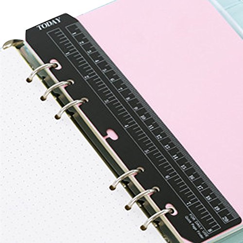 Eilova Black/Clear Plastic Measuring Today Ruler Quick Page Finder Page Marker Pouch PVC Bookmark Ruler for 6-Hole Binder Notebook(A6, 8Pack)