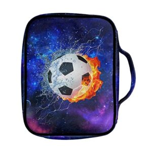 Uourmeti Galaxy Soccer Bible Covers for Women Bible Book Holder with Zipper Pocket Carrying Bible Case Large Size Bible Bags Study Scripture Bag with Handle Church Tote Bags