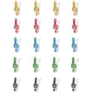 YYANGZ 20PCS Colorful Music Notes Paper Clips Plastic Music Book Clip Music Sheet Clips Music Paper Clip Holder Music Book Page Holder Bookmark Stationery for Music Paper Book