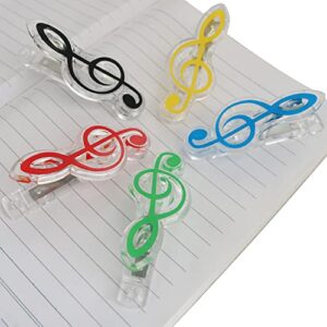 YYANGZ 20PCS Colorful Music Notes Paper Clips Plastic Music Book Clip Music Sheet Clips Music Paper Clip Holder Music Book Page Holder Bookmark Stationery for Music Paper Book