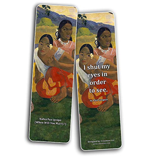 Creanoso Vintage Cards Famous Paintings Bookmarks Set (60-Pack) – Most Expensive Impressionists Art Van Gogh Klimt Salvator Mundi Paul Gauguin – Stocking Stuffers for or Men Women Teens