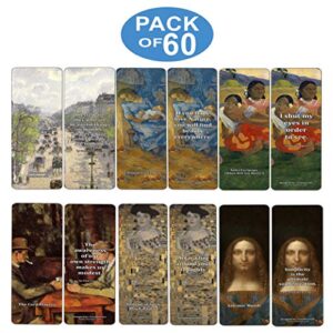 Creanoso Vintage Cards Famous Paintings Bookmarks Set (60-Pack) – Most Expensive Impressionists Art Van Gogh Klimt Salvator Mundi Paul Gauguin – Stocking Stuffers for or Men Women Teens