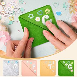 12 Pcs DIY Personalized Hand Embroidered Corner Bookmark Felt Triangle Corner Bookmarks Cute Book Marks with Stars Heart Shaped Items for Book Lovers Women Students Office Gifts Reading Accessories