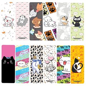 creanoso cat designs bookmarks (2-sets x 6 cards) – stocking stuffers cute gift ideas for children, teens and adults