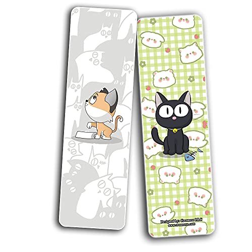 Creanoso Cat Designs Bookmarks (2-Sets X 6 Cards) - Stocking Stuffers Cute Gift Ideas for Children, Teens and Adults