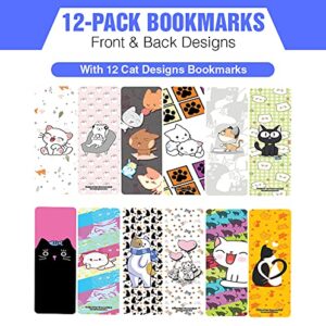 Creanoso Cat Designs Bookmarks (2-Sets X 6 Cards) - Stocking Stuffers Cute Gift Ideas for Children, Teens and Adults