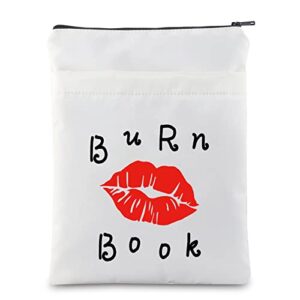mnigiu funny movie inspired book sleeve with pocket burn book protector cover mean girl merchandise (burn book)