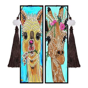 sikiwind diamond painting bookmark, 2pcs 5d diy tassel bookmark mosaic embroidery craft bookmark special shaped diamond painting creative leather bookmarks with tassel