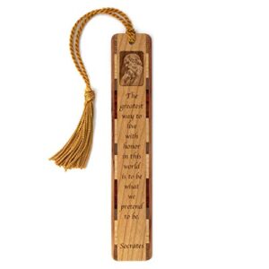 socrates how to live with honor quote, engraved wooden bookmark – also available with personalization – made in usa