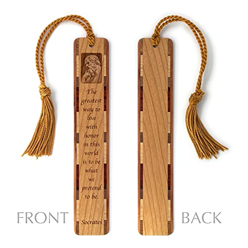 Socrates How to Live with Honor Quote, Engraved Wooden Bookmark - Also Available with Personalization - Made in USA