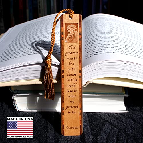 Socrates How to Live with Honor Quote, Engraved Wooden Bookmark - Also Available with Personalization - Made in USA