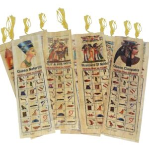 Set 20 Large Egyptian Bookmarks Book Marks Papyrus Paper 7"x2" (18x5 cm) Original Handmade Hand Painted Painting Hieroglyphic Ancient Pharaoh Alphabets Papyri Sheets Art Educational School History