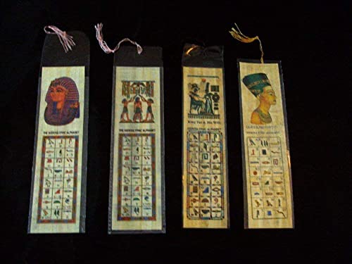 Set 20 Large Egyptian Bookmarks Book Marks Papyrus Paper 7"x2" (18x5 cm) Original Handmade Hand Painted Painting Hieroglyphic Ancient Pharaoh Alphabets Papyri Sheets Art Educational School History