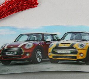 2 Bookmarks - 3D Lenticular - AUTOS - Vintage Chevy and Mini Coopers with Tassles