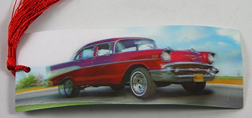 2 Bookmarks - 3D Lenticular - AUTOS - Vintage Chevy and Mini Coopers with Tassles