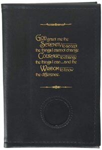 alcoholics anonymous aa soft paperback big book cover serenity prayer & medallion holder black