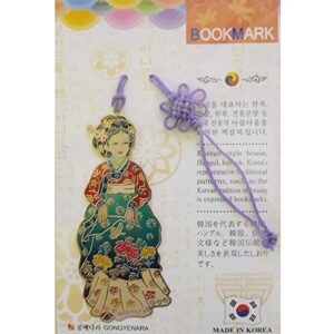 3Pcs Traditional Korean Metal Bookmark Women's Hanbok (Pack of 3)